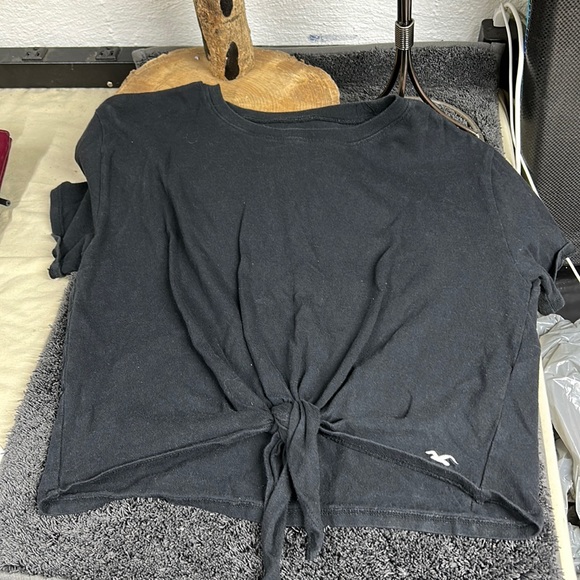 Hollister Tops - HOLLISTER‎ black front tie T-shirt, size small